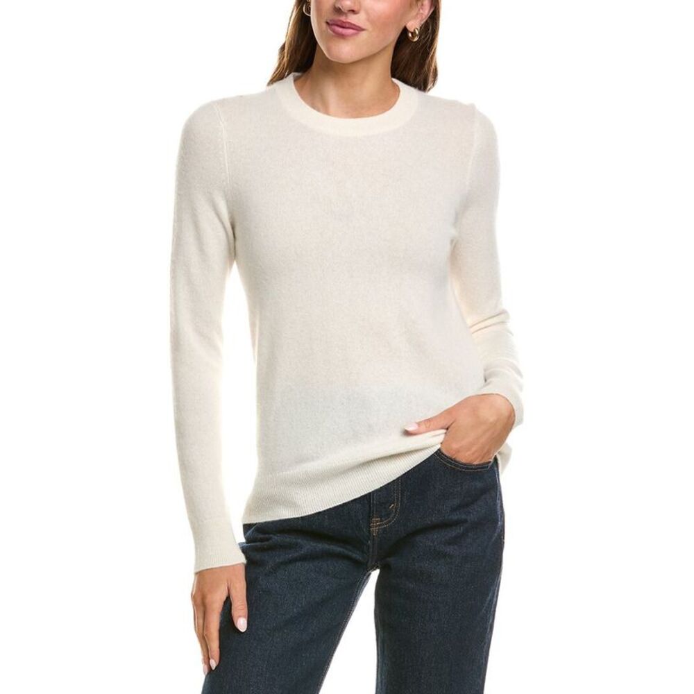 Incashmere Womens  Basic Crewneck 100% Cashmere Sweater, White